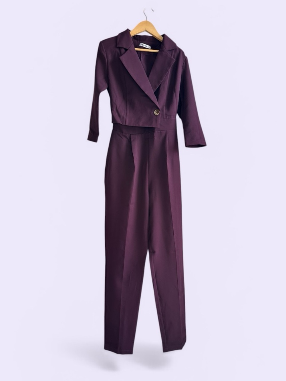 Sophisticated Plum Blazer Jumpsuit - Picture 3 of 8
